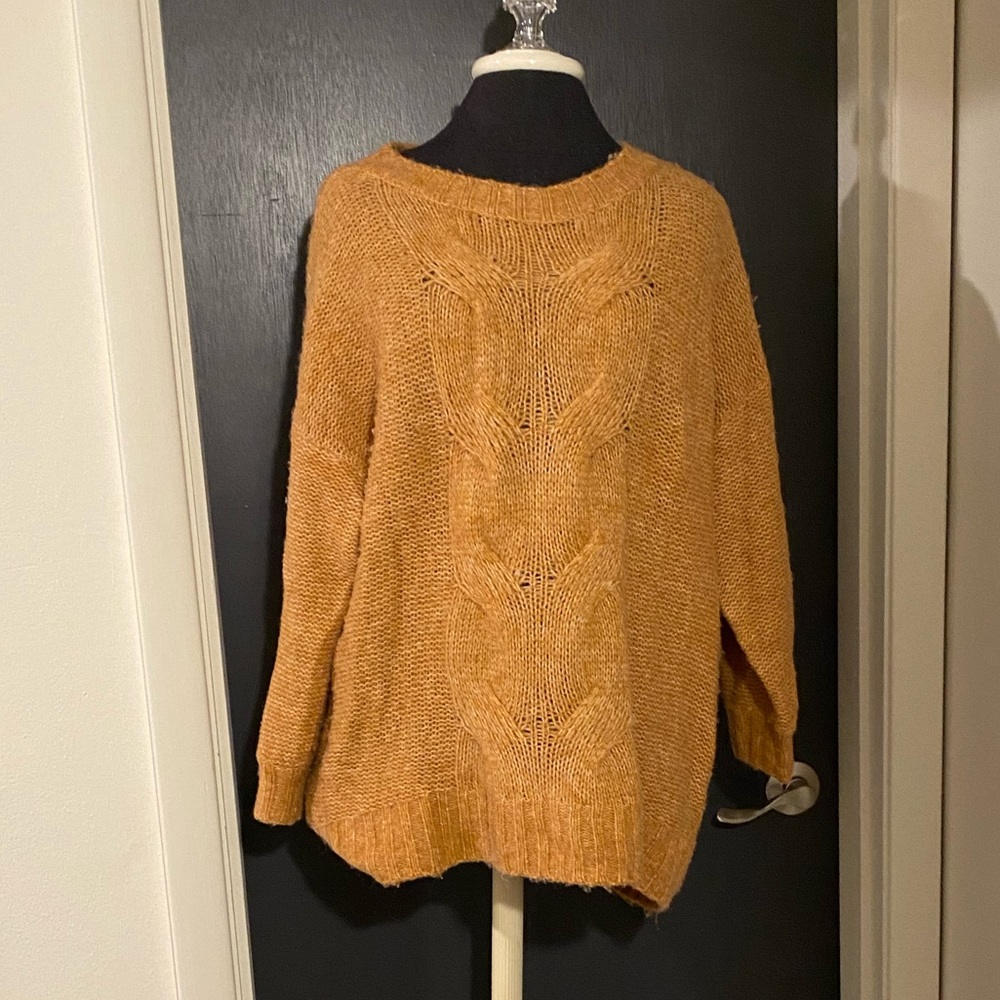 💜 Aerie Oversized Chunky Burnt Orange Sweater